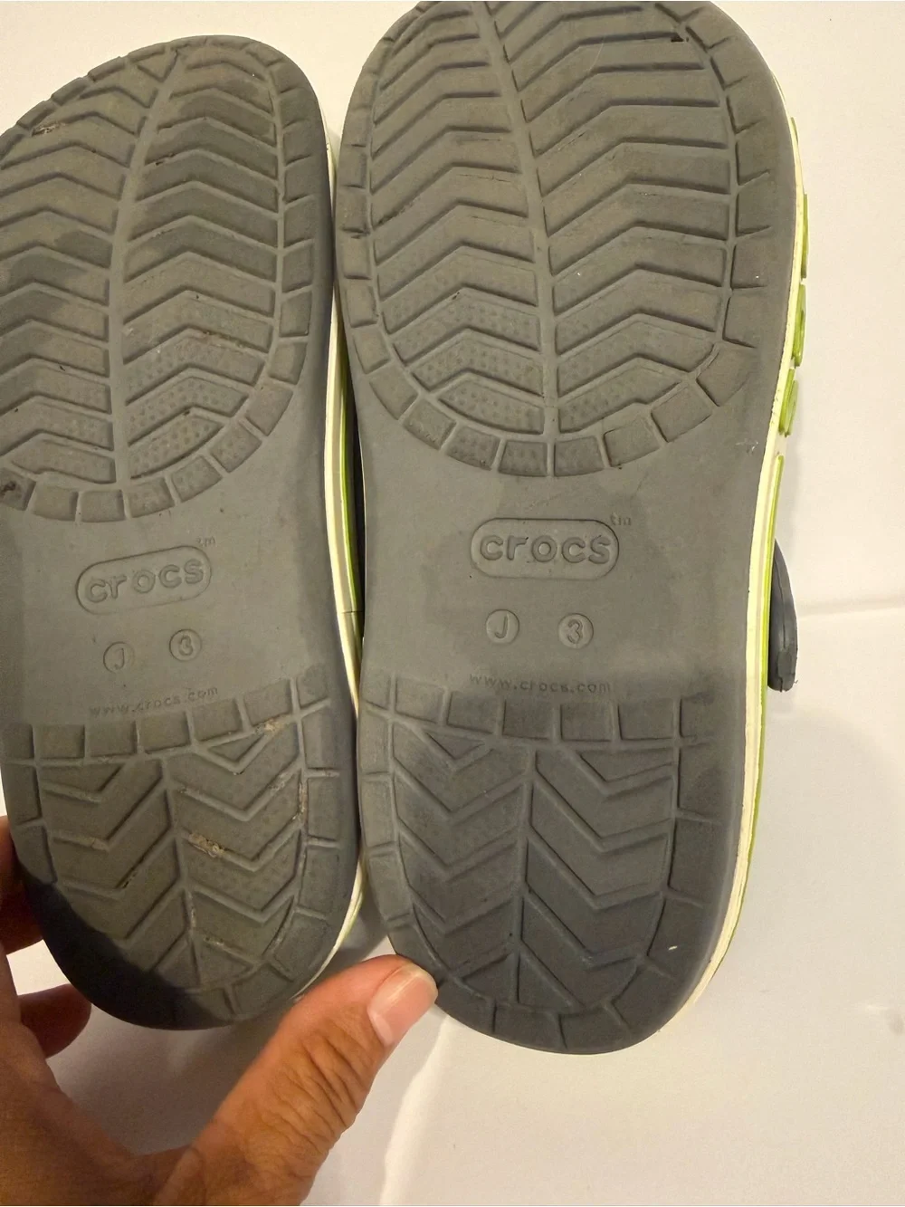 CROCS Kids Gray Clog with Lime Logo Stripe